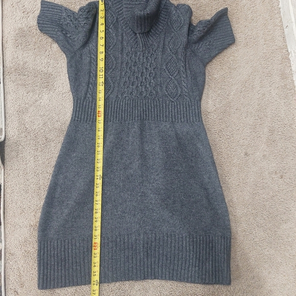 LOFT Gray Sweater Dress Size Large Turtleneck  Wool Cotton  Blend Short Sleeve - Picture 7 of 12